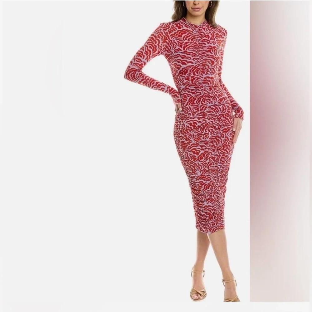 A.L.C. Red and Lavender Wave Dress - Picture 1 of 5